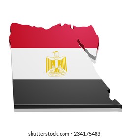 detailed illustration of a map of Egypt with flag, eps10 vector