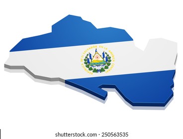 ilustración detallada de un mapa de El Salvador con bandera, vector eps10