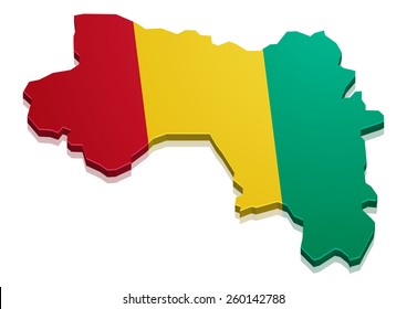 detailed illustration of a map of Guinea with flag, eps10 vector