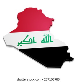 detailed illustration of a map of Iraq with flag, eps10 vector