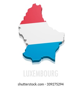 detailed illustration of a map of Luxembourg with flag, eps10 vector