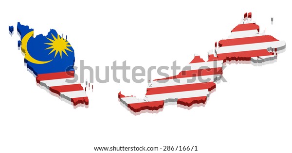 Detailed Illustration Map Malaysia Flag Eps10 Stock Vector (Royalty ...