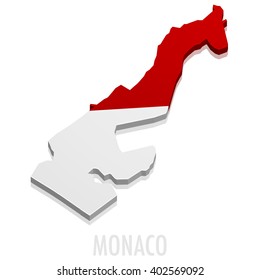 detailed illustration of a map of Monaco with flag, eps10 vector