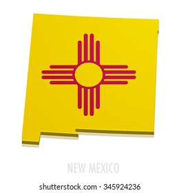 detailed illustration of a map of New Mexico with flag, eps10 vector