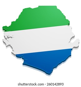 detailed illustration of a map of Sierra Leone with flag, eps10 vector