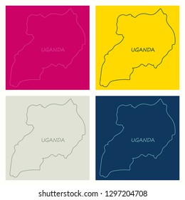 detailed illustration of a map of Uganda with flag, eps10 vector