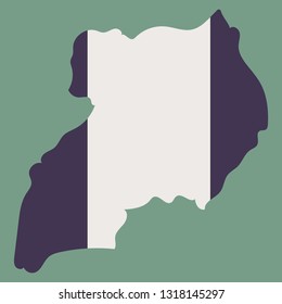 detailed illustration of a map of Uganda with flag, eps10 vector