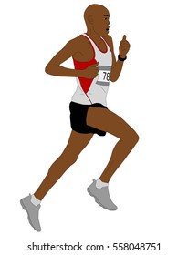 detailed illustration of marathon runner - vector 