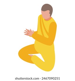 Detailed illustration of a meditating monk in traditional robes with flat design. Depicting serene spirituality. Calmness. And tranquility in a minimalist. Isolated. And simple graphic vector format