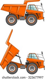 Detailed illustration of mining trucks, heavy equipment and machinery