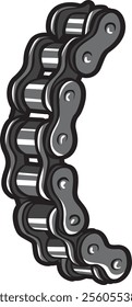 Detailed illustration of a motorcycle chain, showcasing durability and precision, perfect for mechanics and motorcycle enthusiasts interested in drive system components