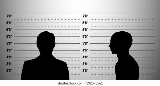 detailed illustration of a mugshot background with a portrait and profile , eps10 vector