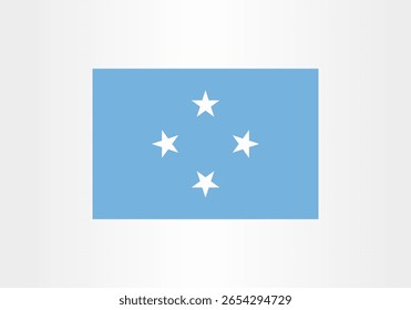 A detailed illustration of the national flag of the Federated States of Micronesia. The flag features a light blue field with four white stars,