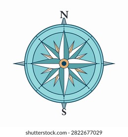Detailed illustration of a nautical compass rose symbolizing navigation, direction, exploration, and maritime guidance.