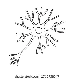 Ilustração detalhada de uma célula neuronal com dendritos e soma central