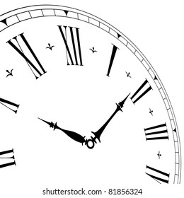 detailed illustration of an old clock face with perspective angle, eps8 vector