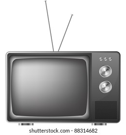 detailed illustration of an old television with antenna, eps8 vector