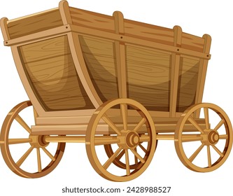 Detailed illustration of an old-fashioned wooden cart.