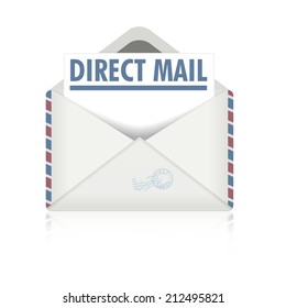 Detailed Illustration Of An Open Envelope With Direct Mail Letter, Eps10 Vector