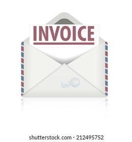 detailed illustration of an open envelope with invoice letter, eps10 vector