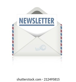 detailed illustration of an open envelope with newsletter, eps10 vector
