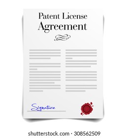 detailed illustration of a Patent License Agreement Letter, eps10 vector