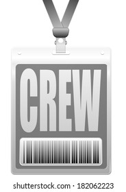 detailed illustration of a plastic crew badge with barcode