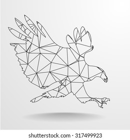 detailed illustration of a polygonal eagle, eps10 vector