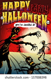 Detailed illustration of a Poster Invite for Halloween Party with Zombies
