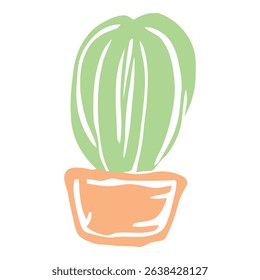A detailed illustration of a potted cactus, showcasing intricate line work and botanical design, perfect for modern decor or plant-themed artwork.