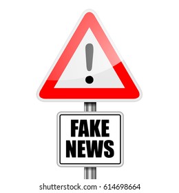 detailed illustration of a red attention Fake News sign, eps10 vector
