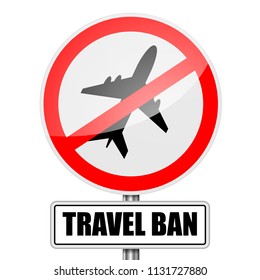 detailed illustration of a red attention Travel Ban sign, eps10 vector