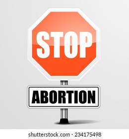 detailed illustration of a red stop Abortion sign, eps10 vector