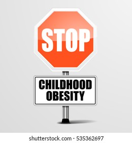 detailed illustration of a red stop Childhood Obesity sign, eps10 vector