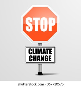 detailed illustration of a red stop Climate Change sign, eps10 vector