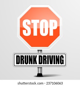 detailed illustration of a red stop drunk driving sign, eps10 vector