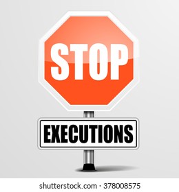 detailed illustration of a red stop Executions sign, eps10 vector