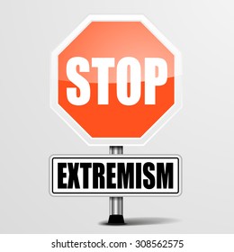 ilustración detallada de un signo de extremismo de parada roja, vector eps10