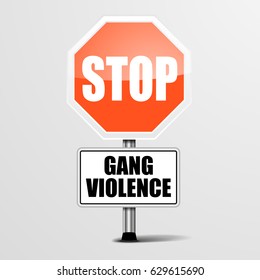 Detailed Illustration Of A Red Stop Gang Violence Sign, Eps10 Vector