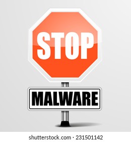 detaillierte Abbildung eines roten Malware-Zeichens, eps10-Vektorgrafik