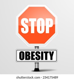 detailed illustration of a red stop obesity sign, eps10 vector