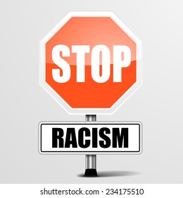 detailed illustration of a red stop Racism sign, eps10 vector