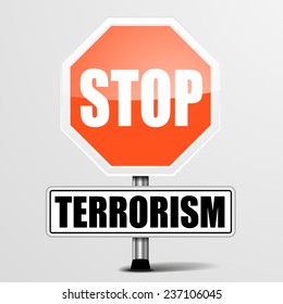 detailed illustration of a red stop terrorism sign, eps10 vector