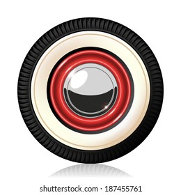 A Detailed Illustration Of The Retro Automobile Wheel. Gradient Mash. Vector.