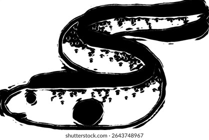 Uma ilustração detalhada da cabeça de uma cobra rugindo com uma juba esvoaçante em um estilo de tatuagem tribal ousado.