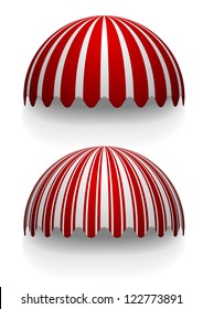 detailed illustration of round striped awnings