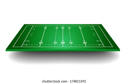 Detailed Illustration Of A Rugby Field With Perspective, Eps10 Vector