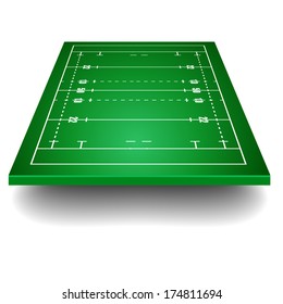 Detailed Illustration Of A Rugby Field With Perspective, Eps10 Vector