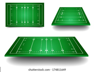 detailed illustration of rugby fields with perspective, eps10 vector