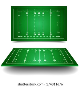 detailed illustration of rugby fields with perspective